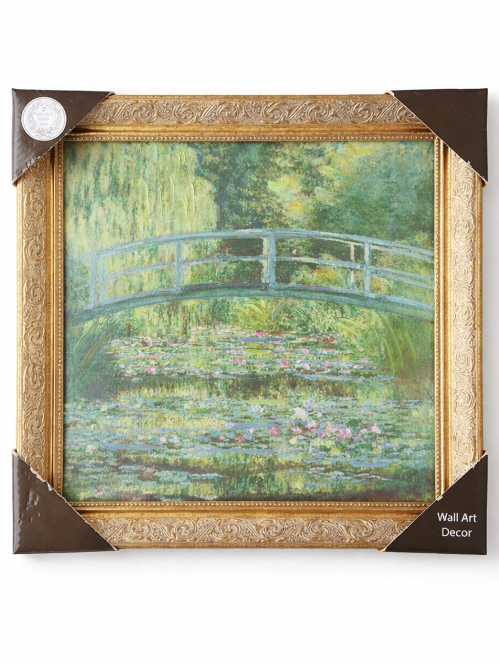 Monet “Water Lily Pond” Textured Wall Art Oil Print Canvas 14.5” X 14.5” Framed
